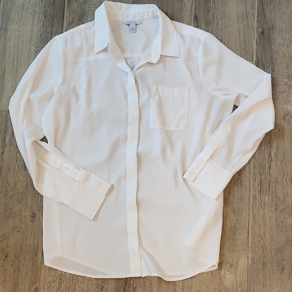 Nine West Crisp White Collared Shirt